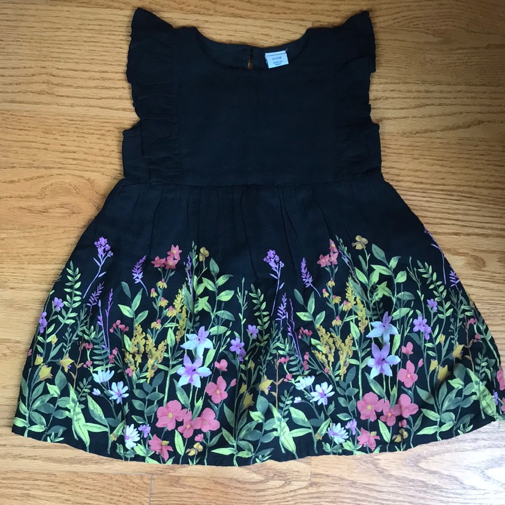 NWT - Old Navy black & floral dress for baby girl